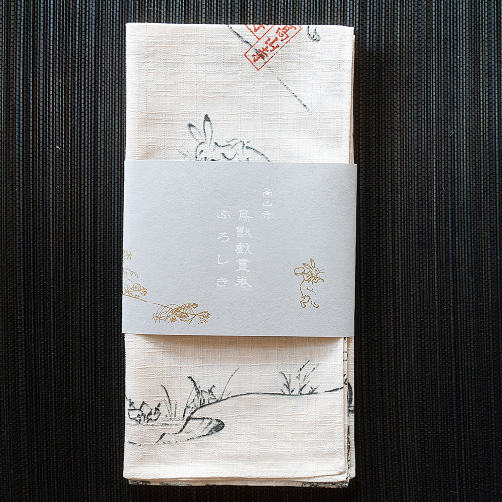 鳥獣戯画ふろしき 白（大） – 茶匠六兵衛